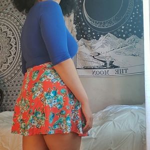 Orange Floral Skirt